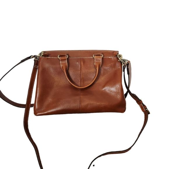 PATRICIA Nash Mollia Brown & White Leather Tassel Satchel Shoulder Handbag - Picture 4 of 11